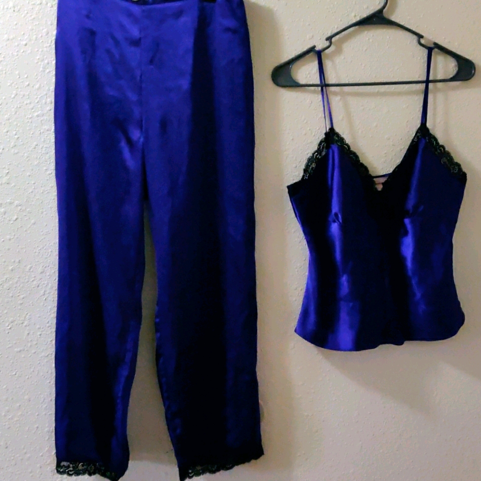 Victoria's Secret Silk Pj Set Lg Deep Purple